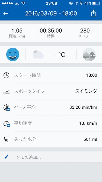 スイミングの記録