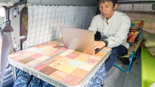 机の上で仕事